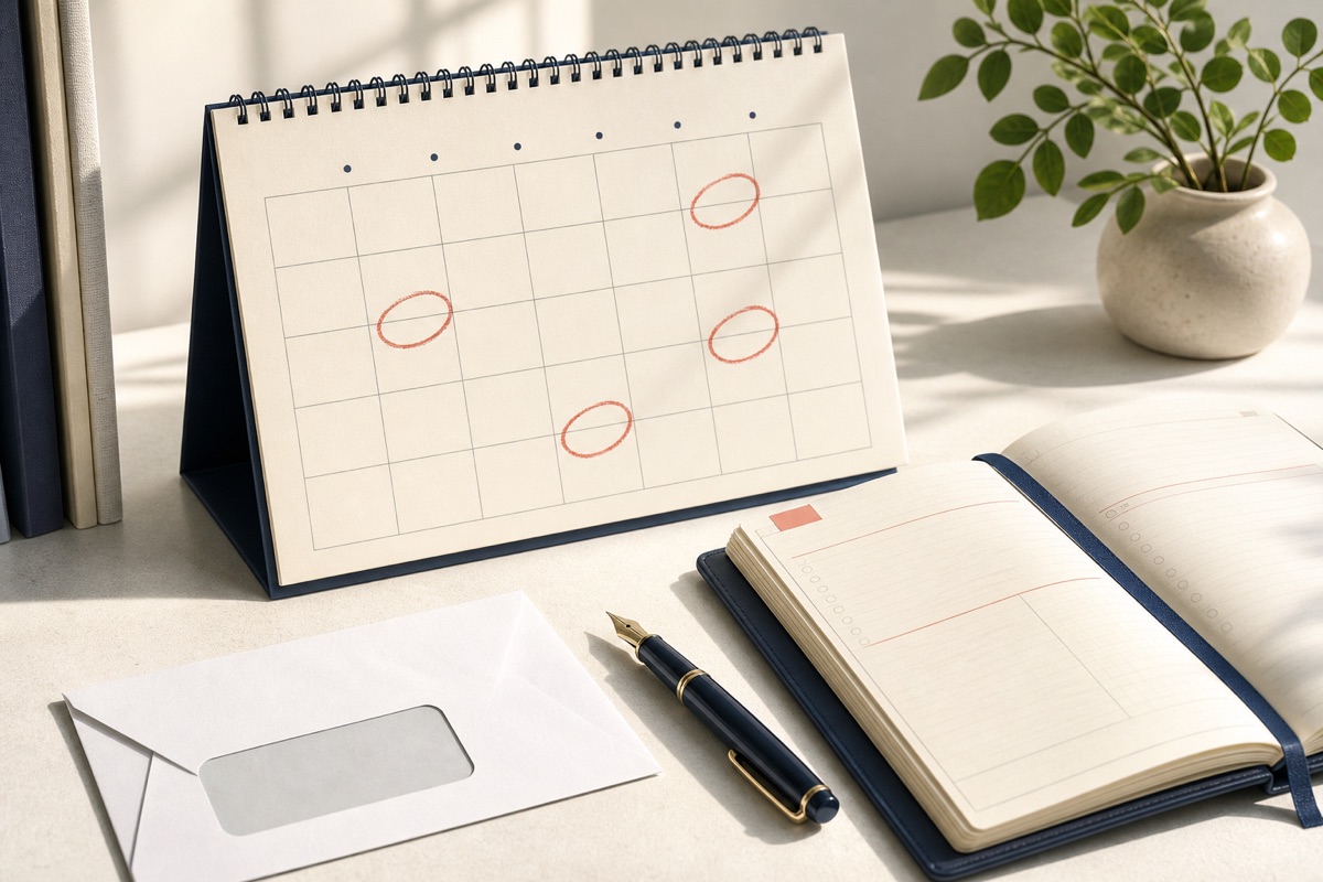 Calendar with key Corporation Tax dates circled