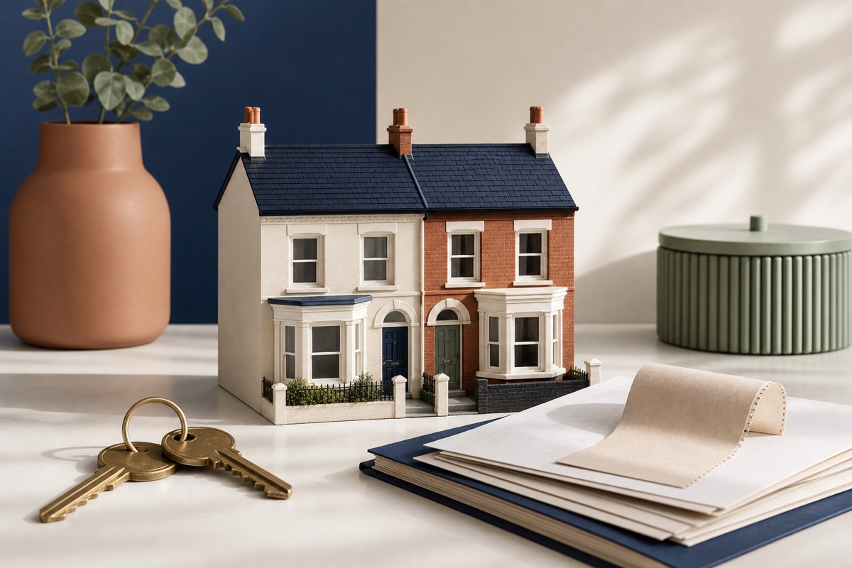 Model rental homes with tenancy papers and keys