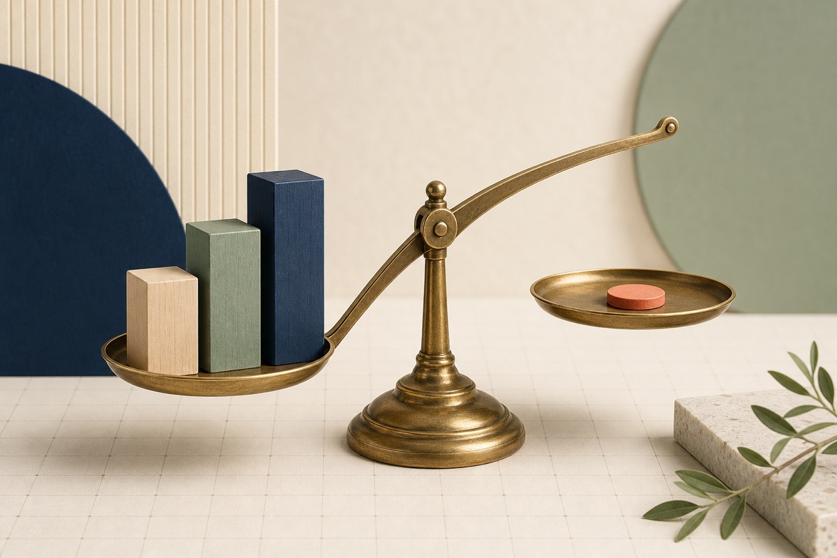 Balance scale showing tax rate thresholds